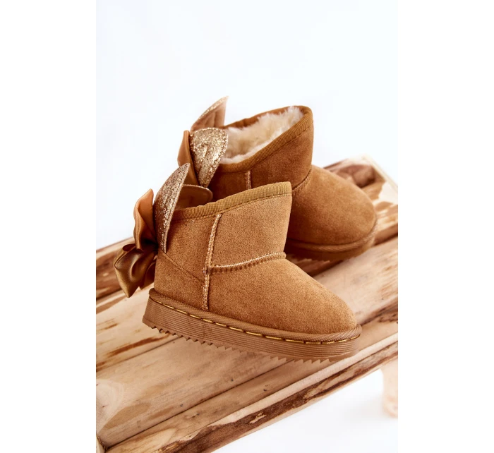 Dziewczęce Ocieplane Śniegowce Z Kokardkami Camel Meriva Dziewczęce Ocieplane Śniegowce Z Kokardkami Camel Meriva