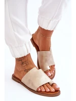 Dámské kožené žabky Světle zlatá model 21613209 - EVENTO