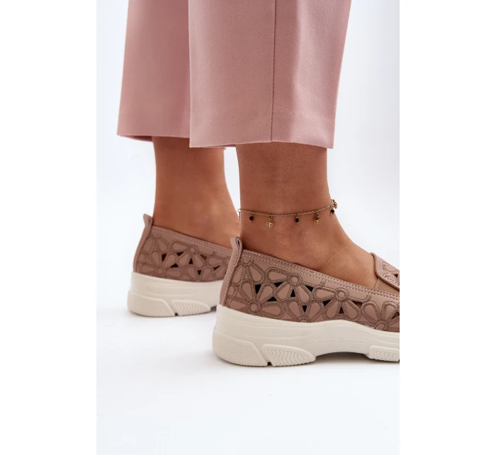 Ażurowe Półbuty Damskie Różowe Emilei Ażurowe Półbuty Damskie Różowe Emilei