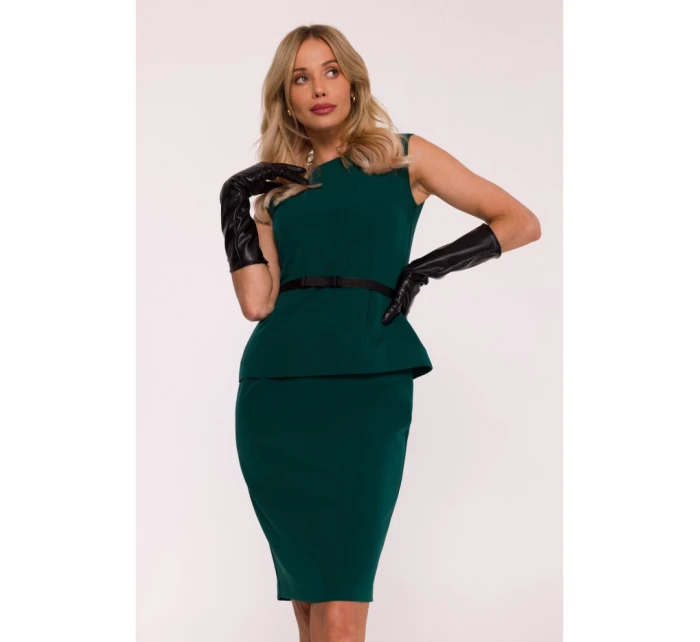 S427 Peplum šaty - zelené