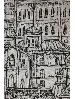 Teplý dámsky prehoz s kapucňou, vreckami a vzorom "mesto" model 6376504