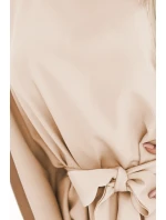 287-38 SOFIA Motýlie šaty so zaväzovaním v páse - DARK BEGE 287-38 SOFIA Motýlie šaty so zaväzovaním v páse - DARK BEGE