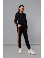 Čierno-oranžový dámsky teplákový komplet s lampasmi (KK0057)
