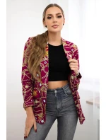 Bavlnená bunda s farebnou potlačou tmavo fialová