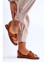 Pohodlné kožené sandály hnědé model 21617507 - Zazoo Pohodlné kožené sandály hnědé model 21617507 - Zazoo