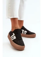 Dámske kožené tenisky na platforme Zazoo black Dámske kožené tenisky na platforme Zazoo black