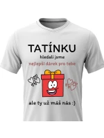 Pánské bavlněné tričko s potiskem - NEJLEPŠÍ DÁREK PRO TATÍNKA - bílé