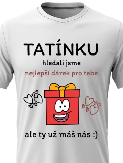 Pánské bavlněné tričko s potiskem - NEJLEPŠÍ DÁREK PRO TATÍNKA - bílé