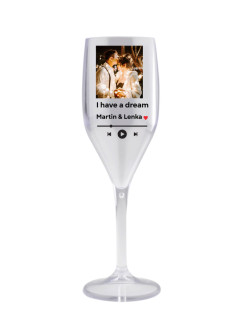 Prosecco nerozbitná sklenice s vlastním odkazem na oblíbenou písničku