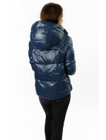 Tmavo modrá dámska prešívaná bunda s odopínacou kapucňou (7564)