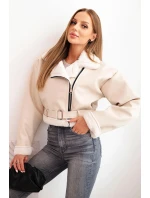 Dámská model 21273626 z ekokůže s podšívkou a páskem béžová - K-Fashion