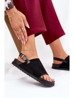 Sandały Damskie Z Eko Zamszu Na Platformie Czarne Migola