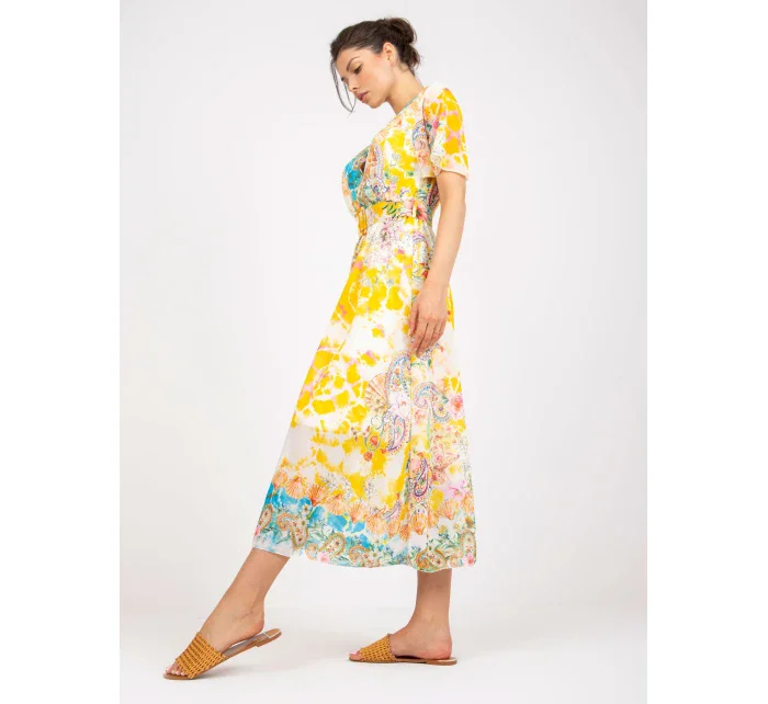 Šaty DHJ SK 15967 1.01P biela a žltá