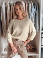 Dámsky oversize sveter SOFTICAN beige FashionStreet MY2432 Dámsky oversize sveter SOFTICAN beige FashionStreet MY2432