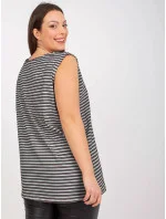 Tmavě bavlněný pruhovaný plus size top model 19576768 - Factory Price