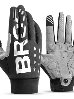 Zateplené cyklistické rukavice Rockbros, dlhé, veľkosť: XL - čierno-šedé