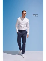 SOL'S Jared Men Pánske saténové elastické nohavice 25.2917 krémovo tmavomodré