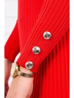 Priliehavé svetrové šaty s gombíkmi červené