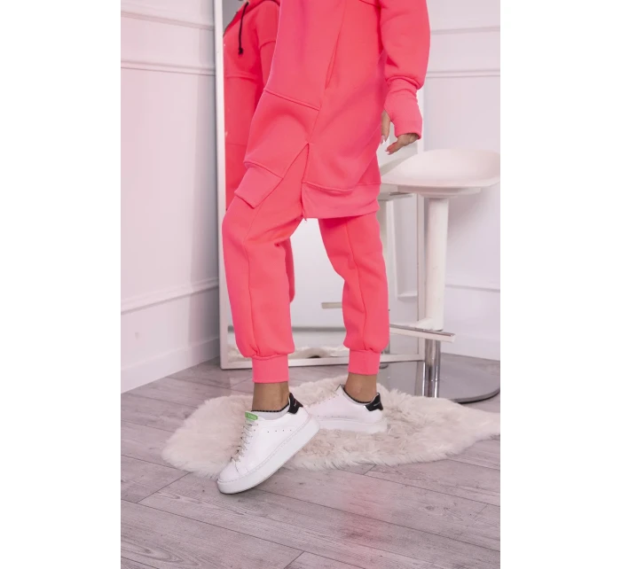 Zateplená sada s dlhou mikinou ružová neónová