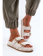 Klapki Damskie Na Platformie Big Star NN274081 Białe