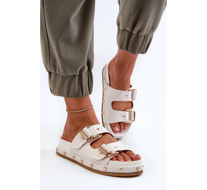 Klapki Damskie Na Platformie Big Star NN274081 Białe