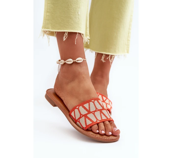Dámské sandály na ploché podrážce oranžové model 21657417 - Boto Dámské sandály na ploché podrážce oranžové model 21657417 - Boto