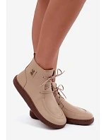 Dámské kožené barefoot polobotky s izolací model 22366434 béžové - Zazoo Dámské kožené barefoot polobotky s izolací model 22366434 béžové - Zazoo