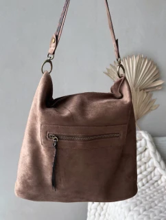 Dámska kabelka Deliane z ekologického semišu - béžová