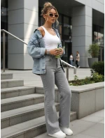 Jeansy damskie z wysokim stanem szare model 22015401 - FashionStreet