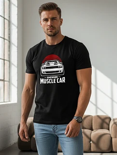 Pánske tričko s potlačou muscle car čierne FashionStreet NX046R