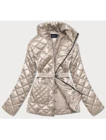 Béžová prešívaná dámska bunda s opaskom (BH2208)