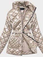 Béžová prešívaná dámska bunda s opaskom (BH2208)