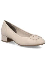 Dámske kožené lodičky na nízkom podpätku béžovej farby Rieker 43453-62