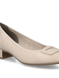 Dámske kožené lodičky na nízkom podpätku béžovej farby Rieker 43453-62
