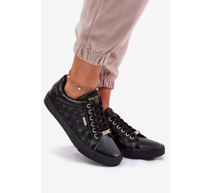 Trampki Damskie Z Eko Skóry Big Star RR274323 Czarne Trampki Damskie Z Eko Skóry Big Star RR274323 Czarne