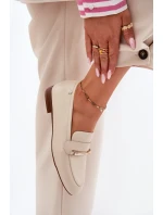 Skórzane Półbuty Mokasyny Damskie Maciejka K6809-04 Beżowe