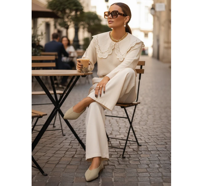 Dámske semišové baleríny so špicatou špičkou svetlo olivové FashionStreet ZY1425