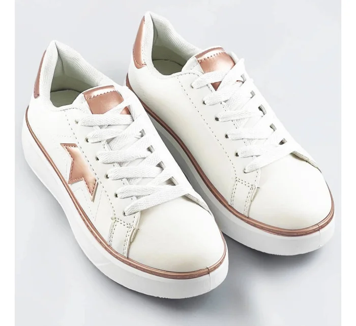 Bielo-medené šnurovacie tenisky sneakers s hviezdičkou (BB126N)