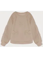 Teplá béžová dámska mikina s mašľami (23999)