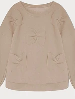 Dámska teplá mikina s mašľami béžová (23999)