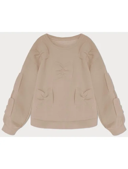 Teplá béžová dámska mikina s mašľami (23999)