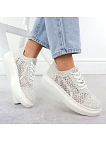 Dámské boty na platformě šněrovací bílé model 22098381 - VINCEZA