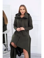 Zateplené šaty s dlhšími bokmi khaki