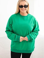 Dámske Plus veľkosť bavlnené základné kolo krku mikina zelená