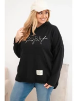 Dámská mikina Plus Size s kapucí a potiskem černá