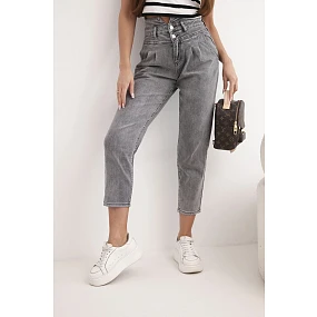 Dámské džíny s dvojitým zapínáním grafitové model 21951843 - K-Fashion Dámské džíny s dvojitým zapínáním grafitové model 21951843 - K-Fashion