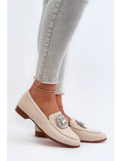 Dámské mokasíny na ploché podrážce s přezkou béžové D&A model 21656012 - S.Barski