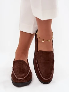 Mokasyny Damskie Z Eko Zamszu Czekoladowe Tynara