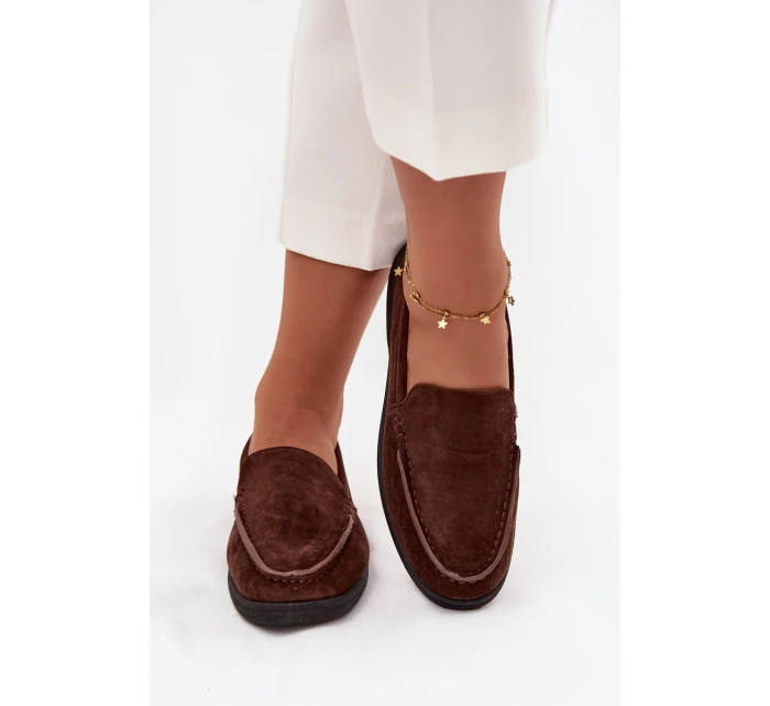Mokasyny Damskie Z Eko Zamszu Czekoladowe Tynara
