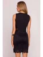 M864 Mini šaty s čipkovanými panelmi - čierne